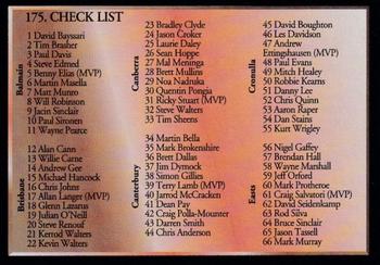 1994 Dynamic Rugby League Series 1 #175 Checklist 1 Front
